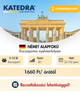 Német ALAPFOKÚ 2. kiscsoportos nyelvtanfolyam – 60 óra