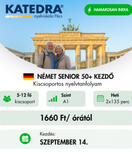 Német SENIOR 50 + kiscsoportos nyelvtanfolyam - 60 óra