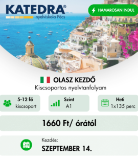 Olasz KEZDŐ kiscsoportos nyelvtanfolyam – 60 óra